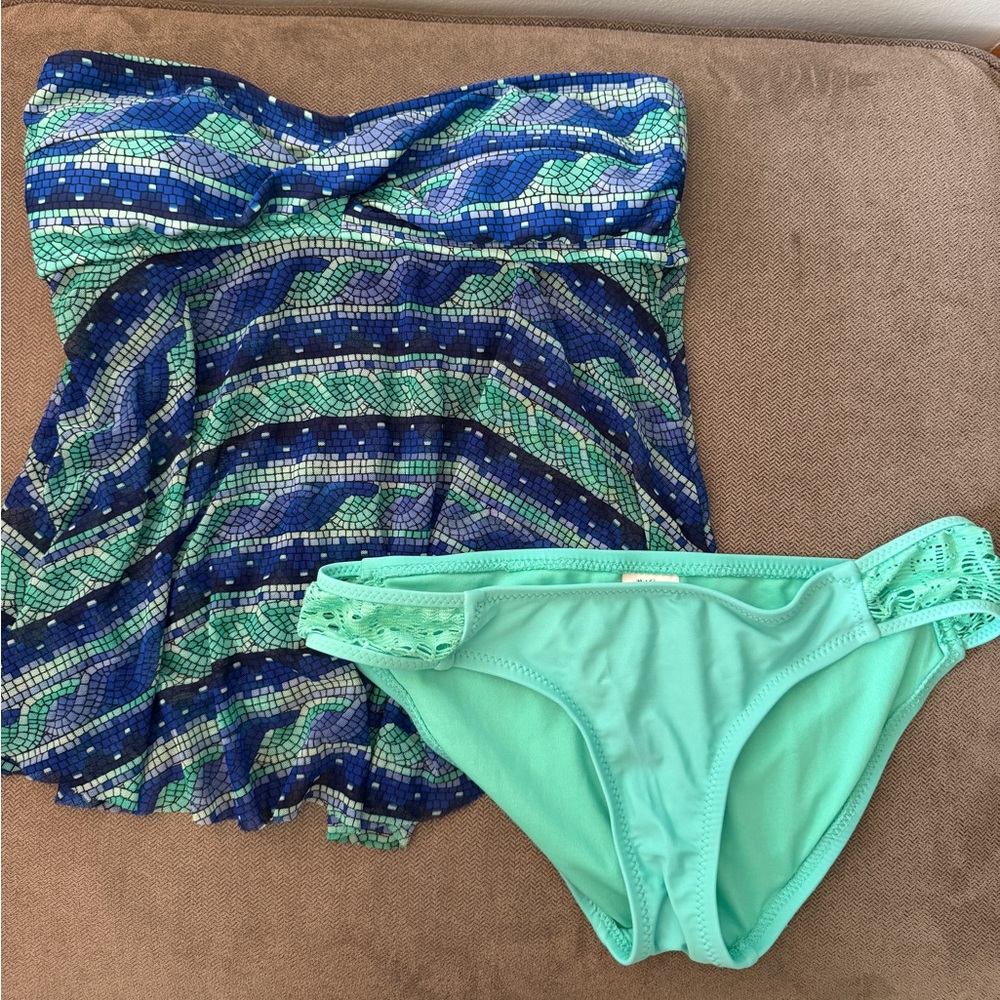 Mossimo Supply Co. Teal and Blue Swimsuit Set